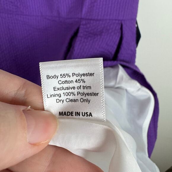 NWT Lauren James Livingston Purple Dress Sz XS TCU Seersucker Preppy Back Bow - Picture 10 of 13